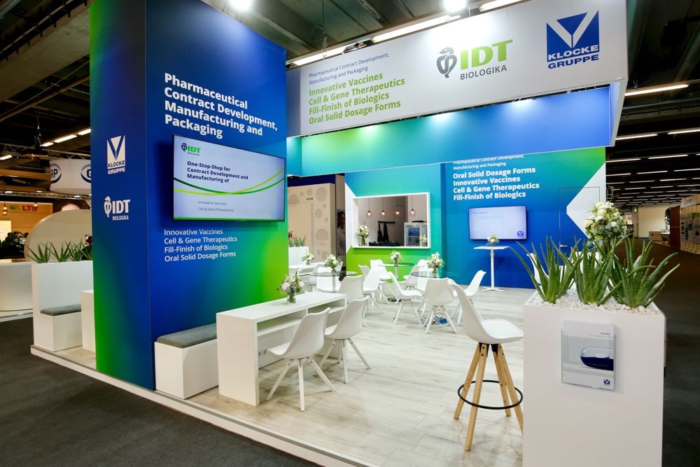 Messebau Frankfurt - Messestand IDT Biologika - Messe CPhI Worldwide, Frankfurt - Messebauer bee GmbH Frankfurt